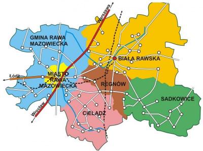 Mapa Powiatu Rawskiego