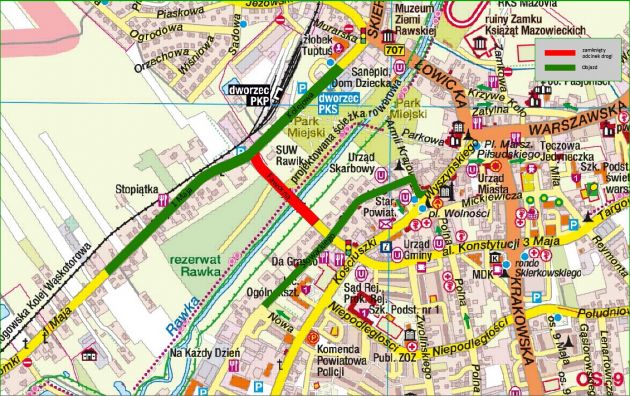 ul. Faworna mapa objazdu