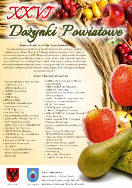 Podziękowania z XXVI Dożynek Powiatowych 2024 w Sadkowicach_gal