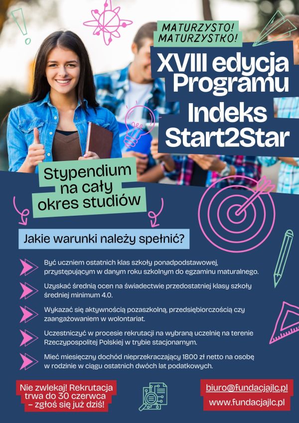 XVIII edycja programu Indeks Start2Star - Plakat